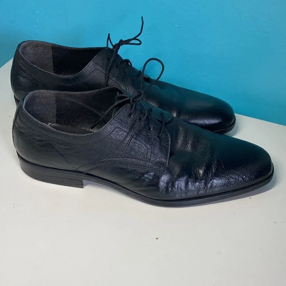 Andrea Rossi Mens Black Leather Lace Up Dress Shoes  Size 43 10 US